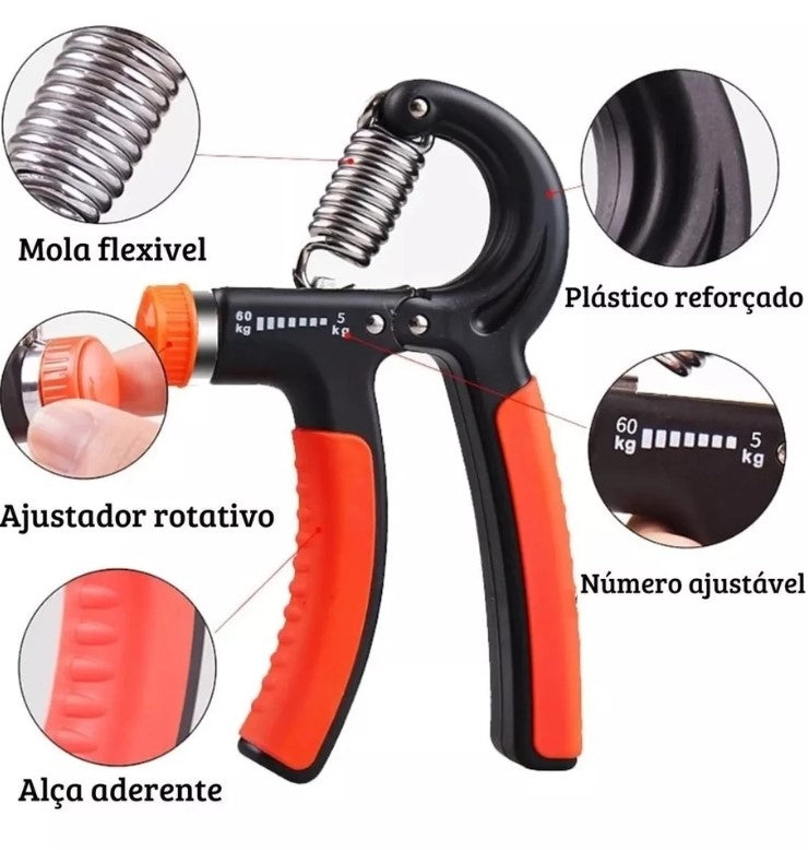 Hand Grip Flexor de Punho com Mola Ajustável (10kg a 60kg)